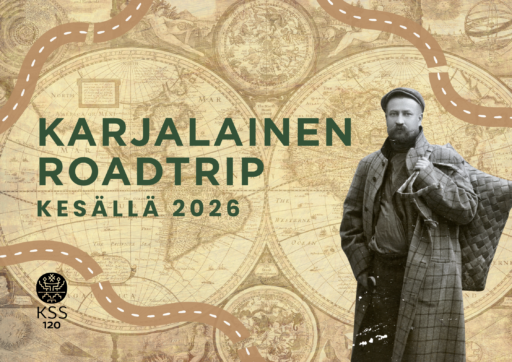 Tee karjalainen roadtrip kesällä 2026 - Katso matkavinkit! Kuvassa Vienan Karjalaisten Liiton eli nykyisen Karjalan Sivistysseuran ensimmäinen puheenjohtaja Aleksei Mitro matka-asussa ja sumča selässä.